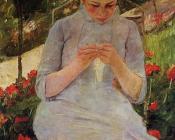 玛丽 史帝文森 卡萨特 : 在花园的缝衣少女